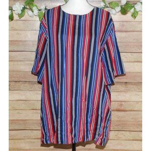 Vintage Fitting Image Colorful Striped Blouse Top Size 24W Short Sleeve Tunic